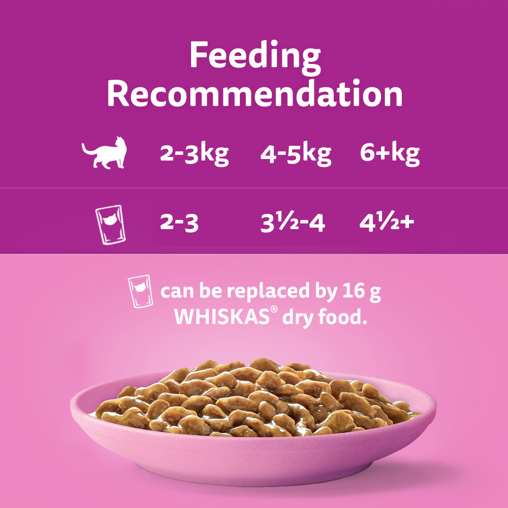 WHISKAS® 2-12 Months Kitten Wet Cat Food with Chicken Favourites In Gravy 12x85g Pouch - 3