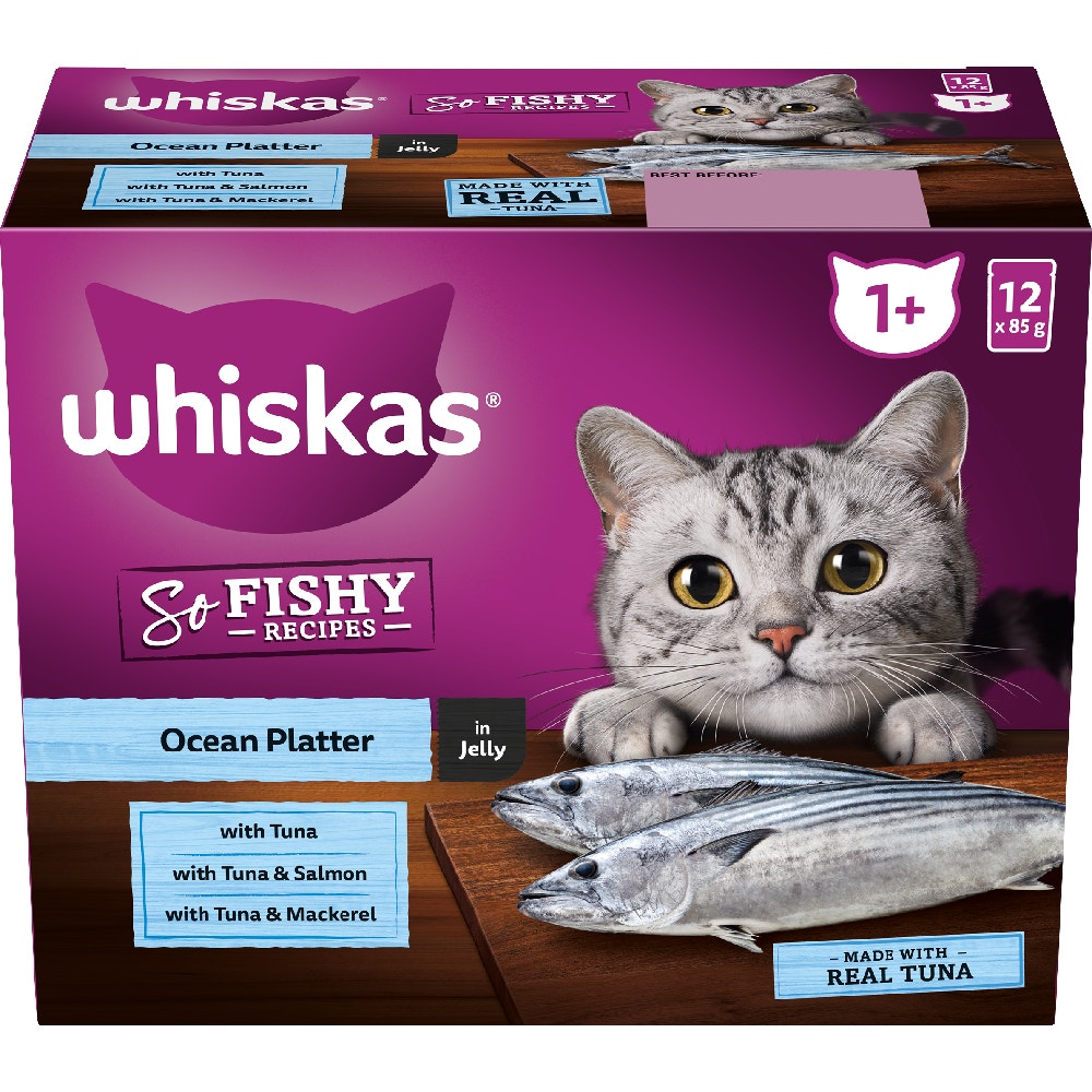 WHISKAS® 1+ Years Adult So Fishy Wet Cat Food Ocean Platter in Jelly - 1