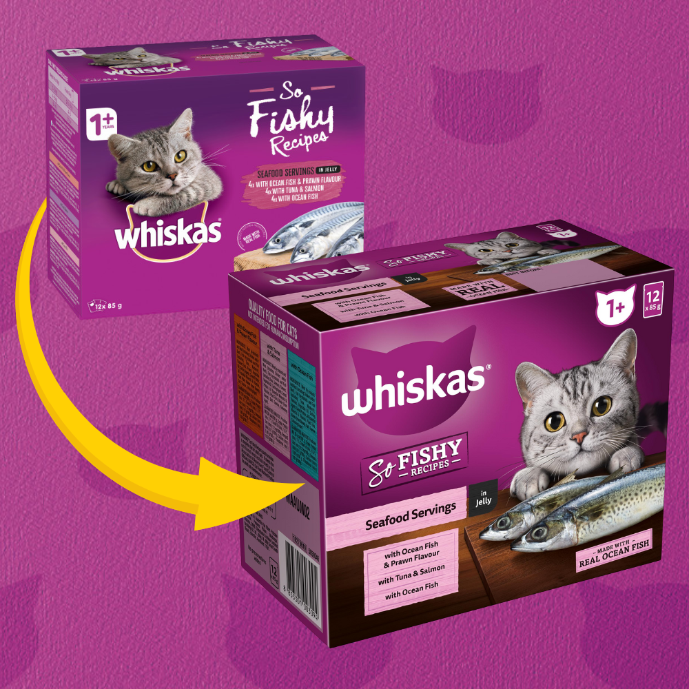 WHISKAS® 1+ Years Adult So Fishy Wet Cat Food with Seafood Servings in Jelly 12x85g Pouch - 2