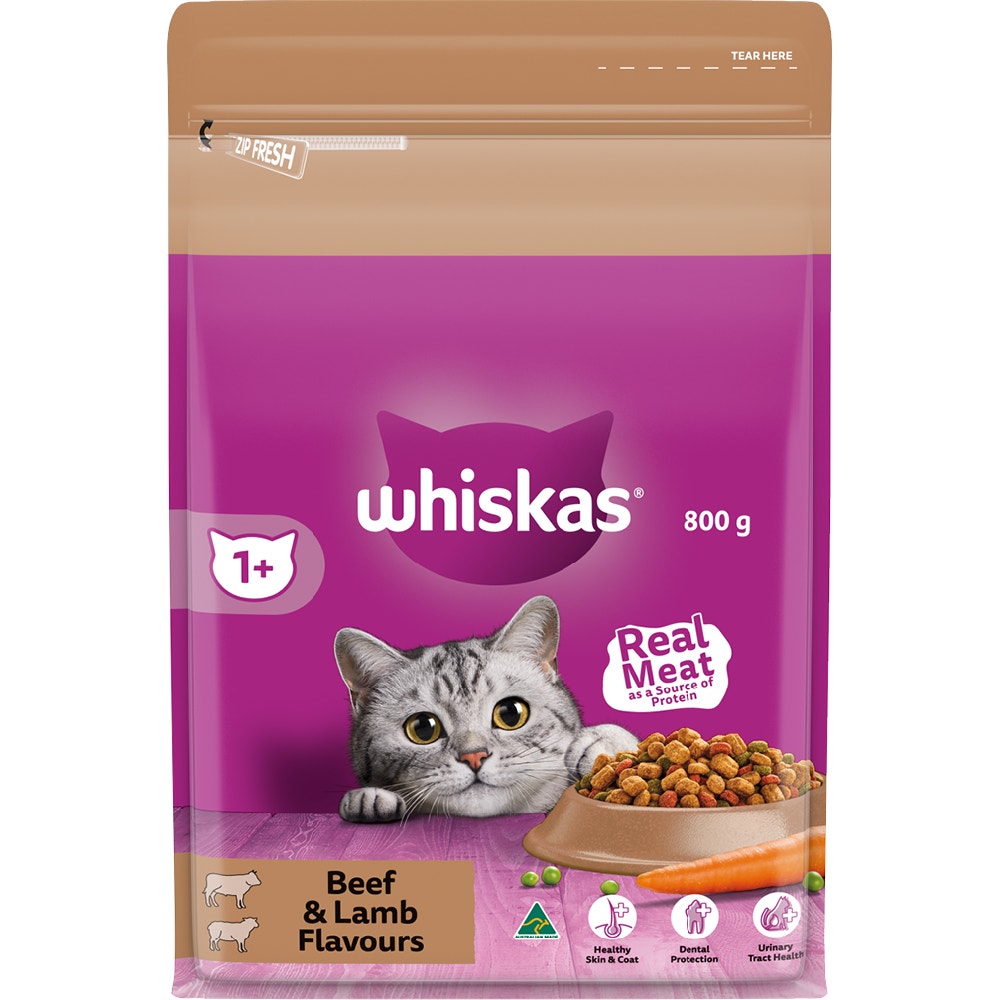 Whiskas WHISKAS® 1+ Years Adult Dry Cat Food with Beef & Lamb Flavours