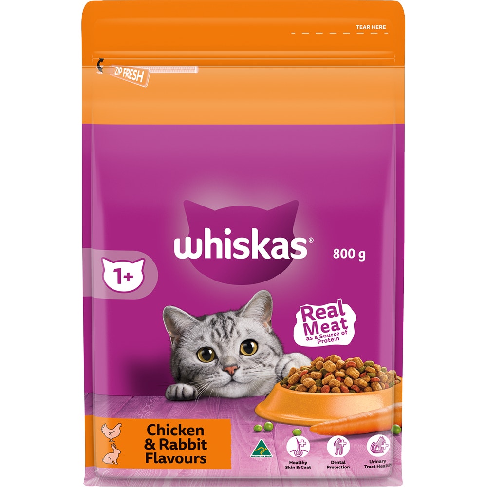 Whiskas WHISKAS® 1+ Years Adult Dry Cat Food with Chicken & Rabbit Flavours