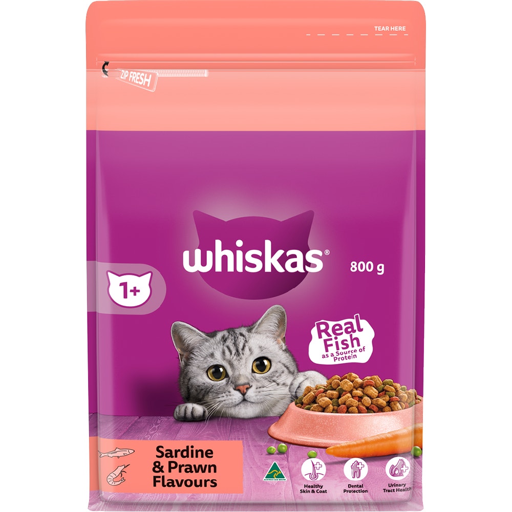Whiskas WHISKAS® 1+ Years Adult Dry Cat Food with Sardine & Prawn Flavour