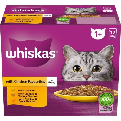Whiskas 1+ Years Adult Wet Cat Food with Chicken Favourites In Gravy