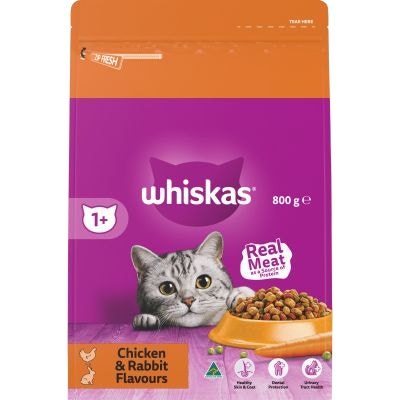 Whiskas 1+ Years Dry Cat Food with Chicken & Rabbit Flavours