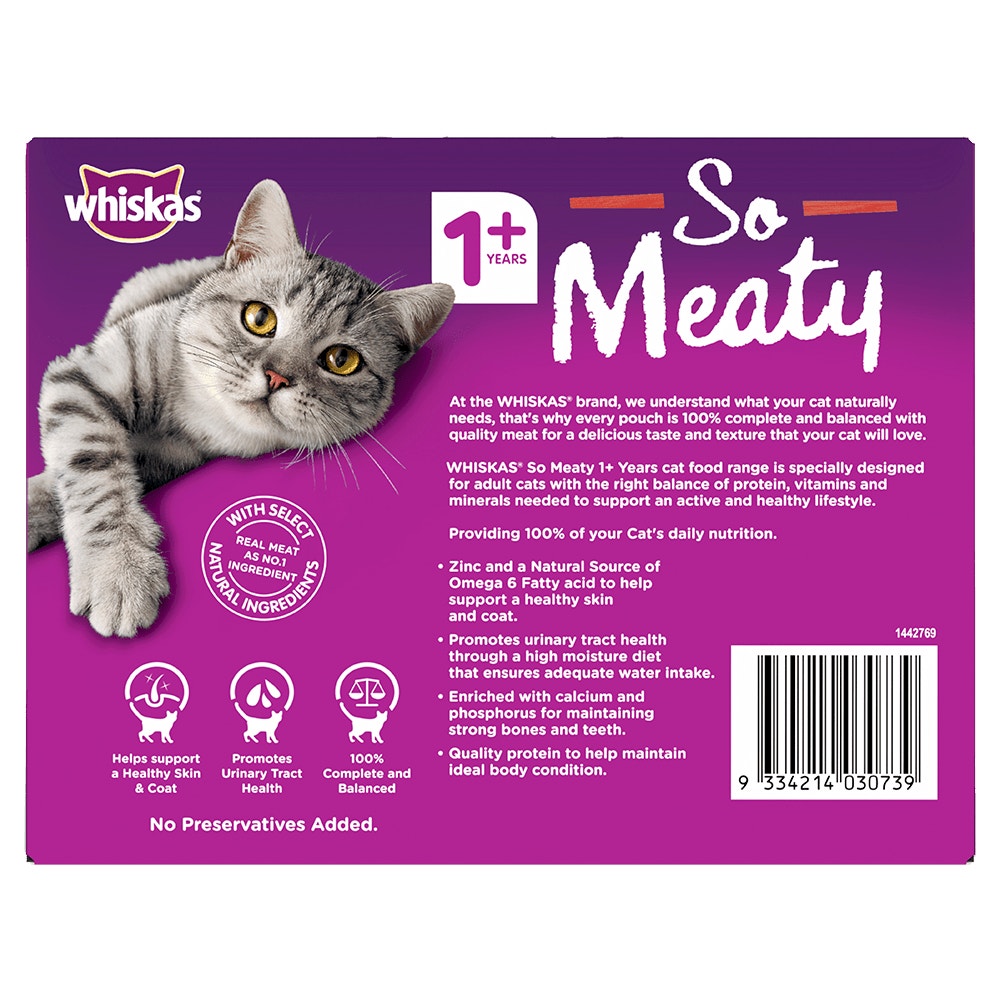 Adult So Meaty Wet Cat Food with Meat Cuts In Gravy WHISKAS® AU
