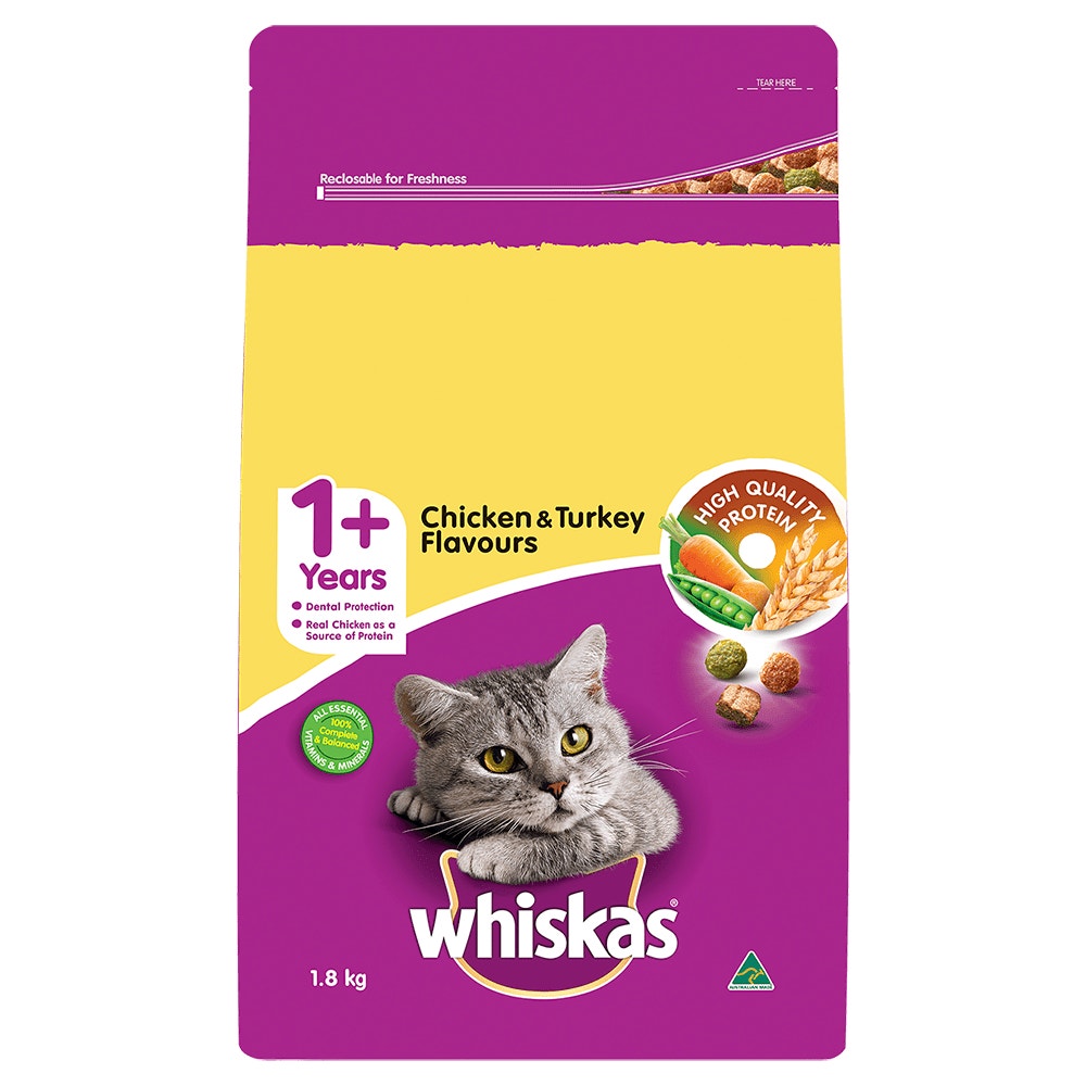 Adult Dry Cat Food with Chicken & Turkey WHISKAS® AU