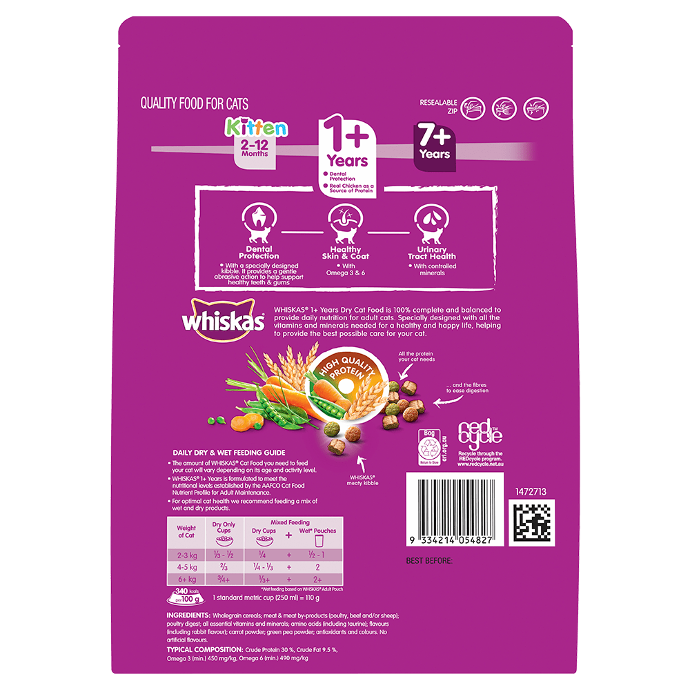 Adult Dry Cat Food with Chicken Rabbit WHISKAS AU