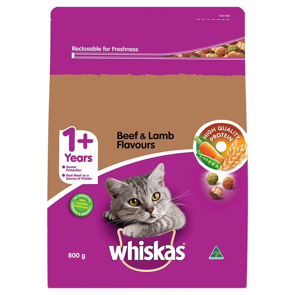 Adult Dry Cat Food with Beef & Lamb WHISKAS® AU