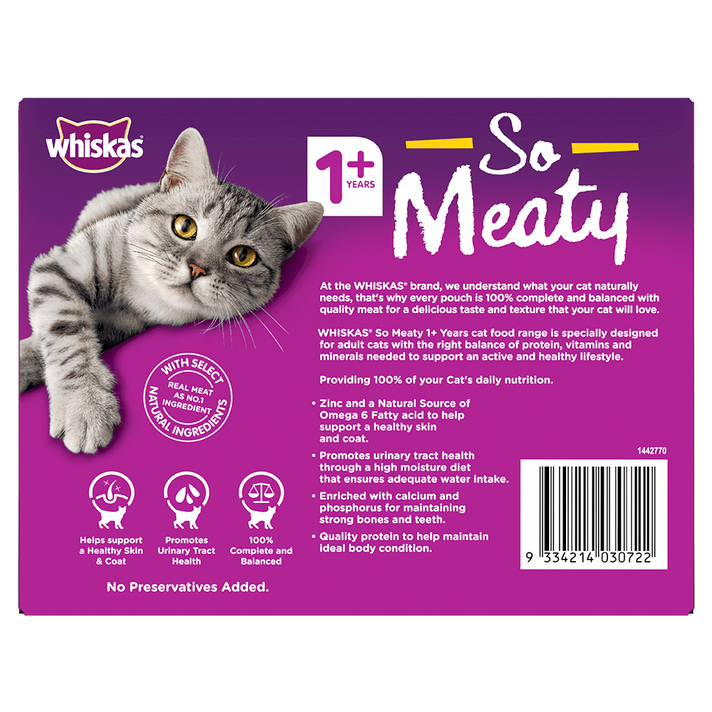 Adult So Meaty Wet Cat Food with Poultry In Gravy WHISKAS AU