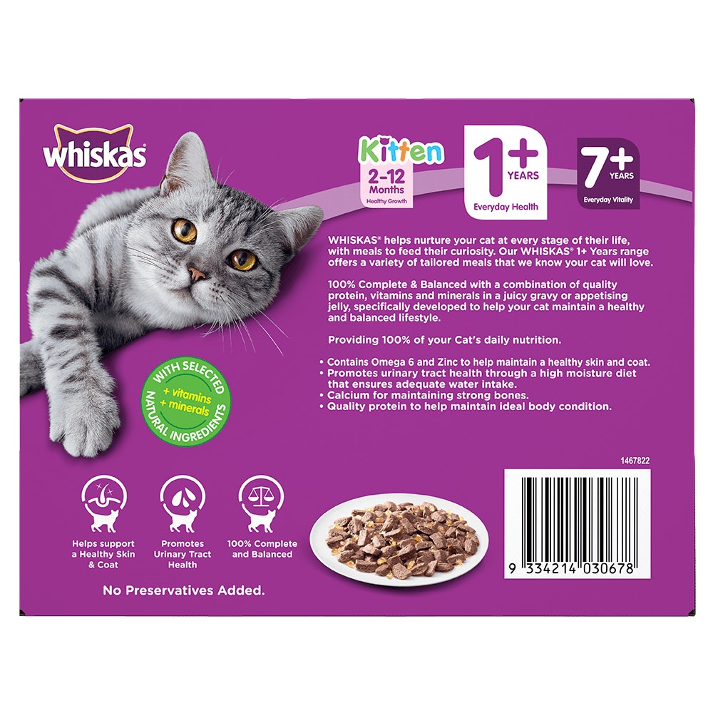 WHISKAS® 1+ Years Adult Wet Cat Food with Mixed Favourites In Jelly