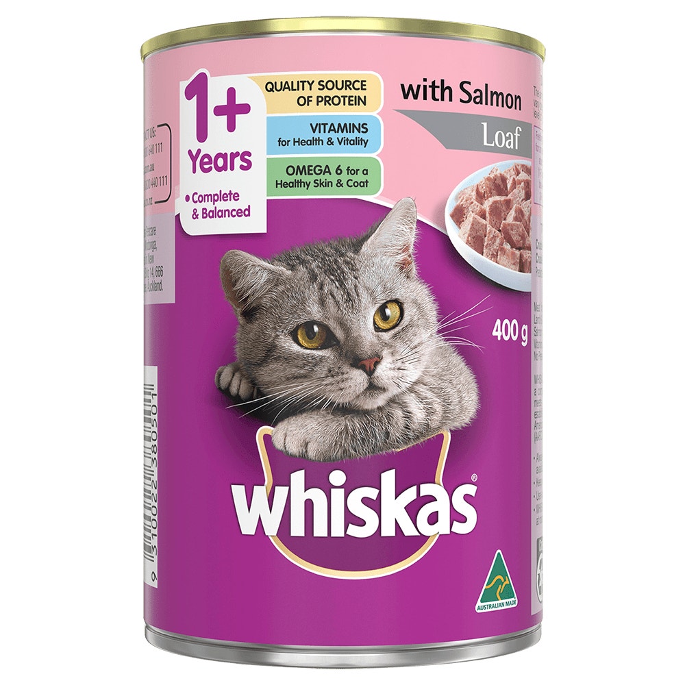 WHISKAS® 1+ Years Adult Wet Cat Food with Salmon Loaf 400g Can - 1