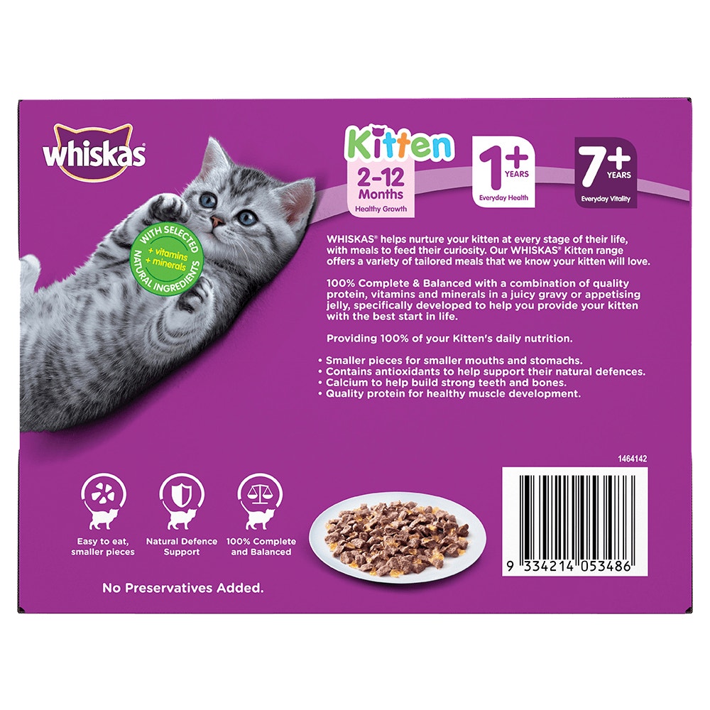 WHISKAS® 212 Months Kitten Wet Cat Food with Mixed Favourites In Jelly