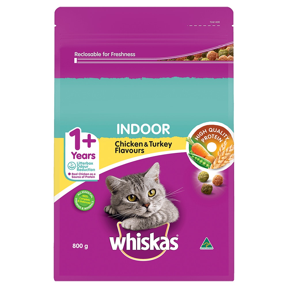 Indoor Adult Dry Cat Food with Chicken & Turkey WHISKAS® AU