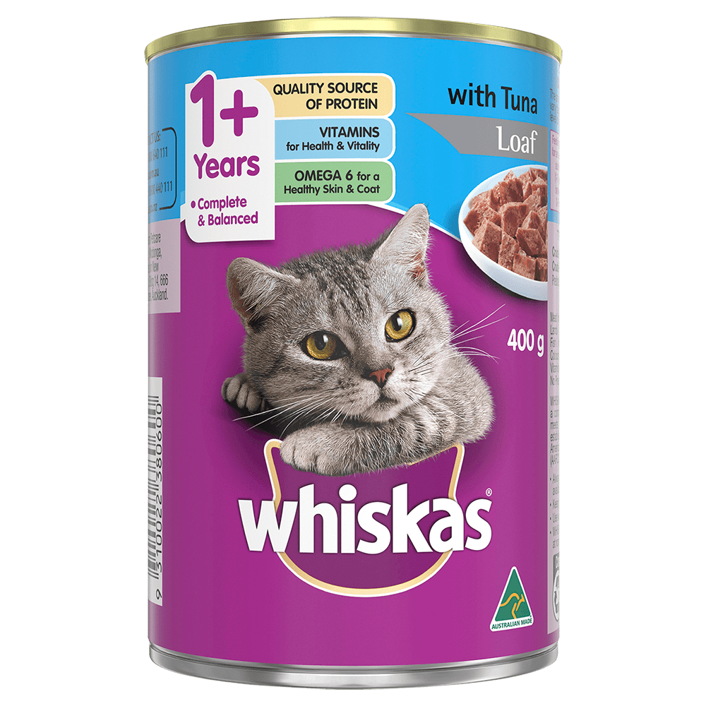 WHISKAS® 1+ Years Adult Wet Cat Food with Tuna Loaf 400g Can - 1