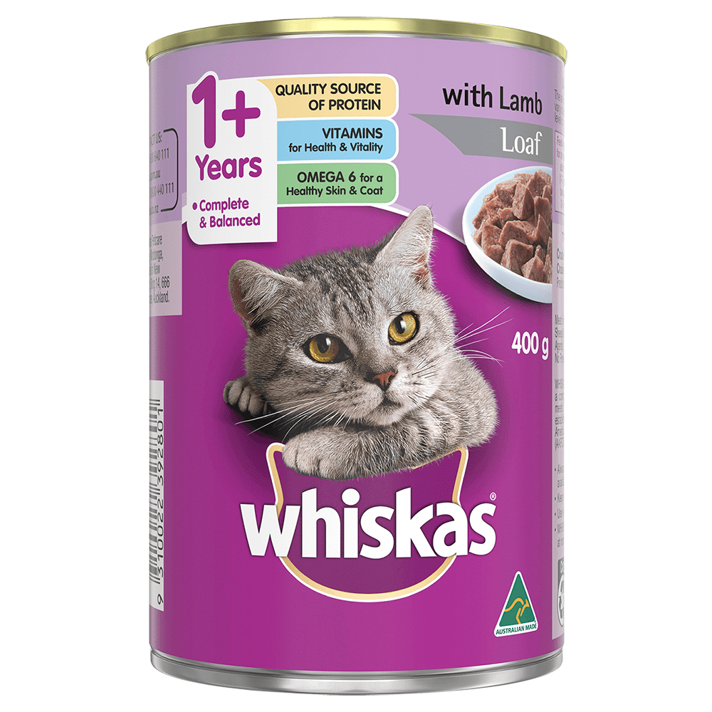 WHISKAS® 1+ Years Adult Wet Cat Food with Lamb Loaf 400g Can - 1