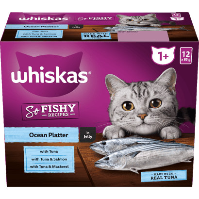 WHISKAS® 1+ Years Adult So Fishy Wet Cat Food Ocean Platter in Jelly