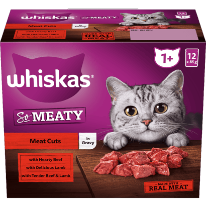 WHISKAS® 1+ Years Adult So Meaty Wet Cat Food with Meat Cuts In Gravy