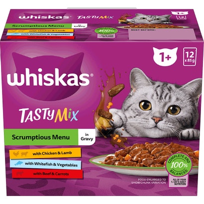 WHISKAS® 1+ Years Tasty Mix Scrumptious Menu in Gravy 12x85g Pouch