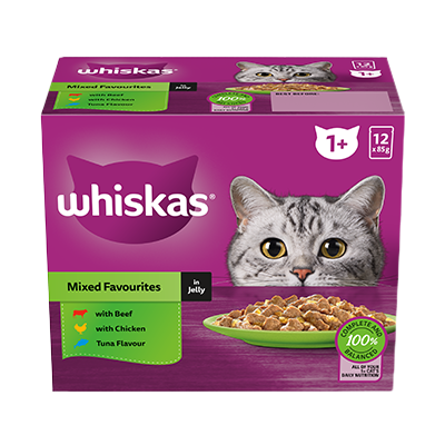 WHISKAS® 1+ Years Adult Wet Cat Food with Mixed Favourites In Jelly