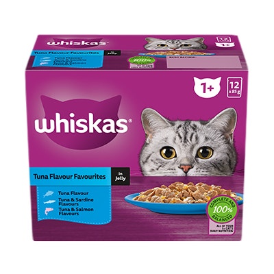 WHISKAS® 1+ Years Adult Wet Cat Food with Tuna Favourites In Jelly