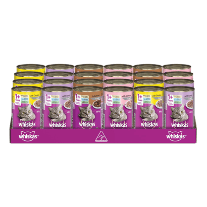 WHISKAS® 1+ Years Adult Wet Cat Food Mixed Variety 24x400g Can