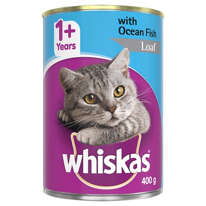 WHISKAS® 1+ Years Adult Wet Cat Food with Ocean Fish Loaf 400g Can