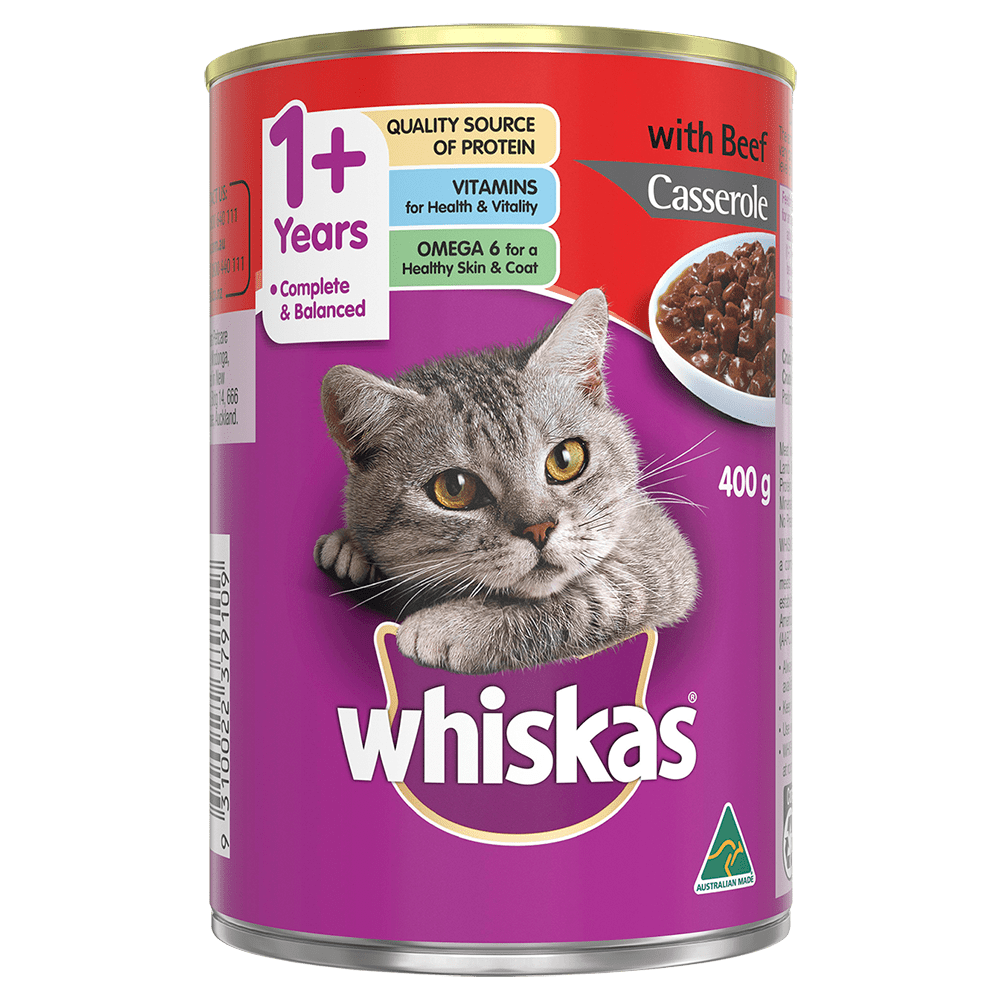 Adult Wet Cat Food with Beef Casserole WHISKAS AU