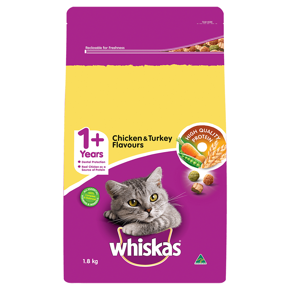 Adult Dry Cat Food with Chicken Turkey WHISKAS AU